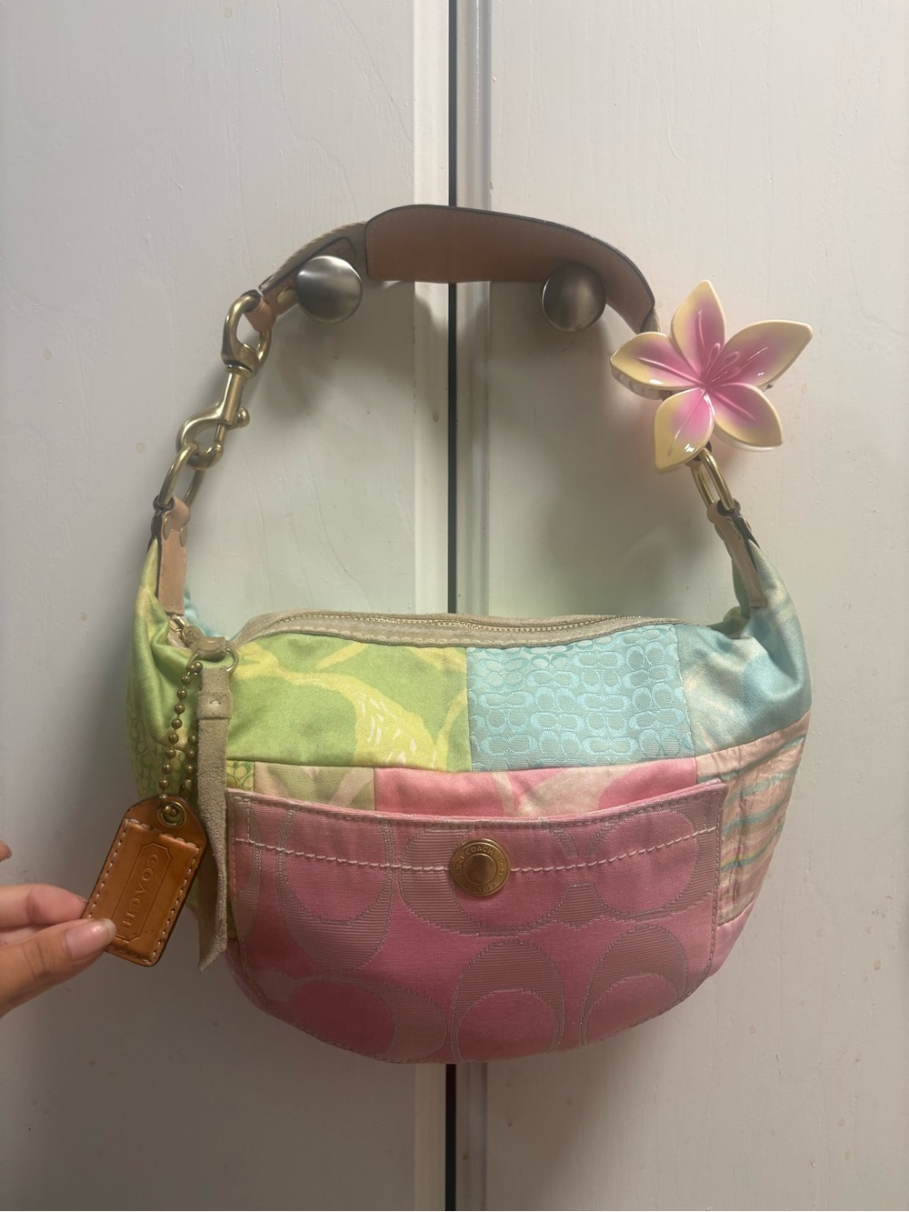 Authentic colorful patchwork hobo bag